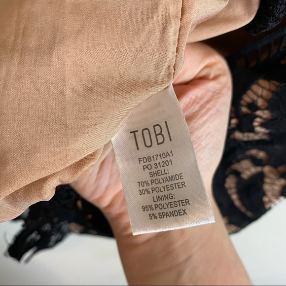 Tobi Lace Black and Nude Lace Up Back Mini Dress - Picture 4 of 6
